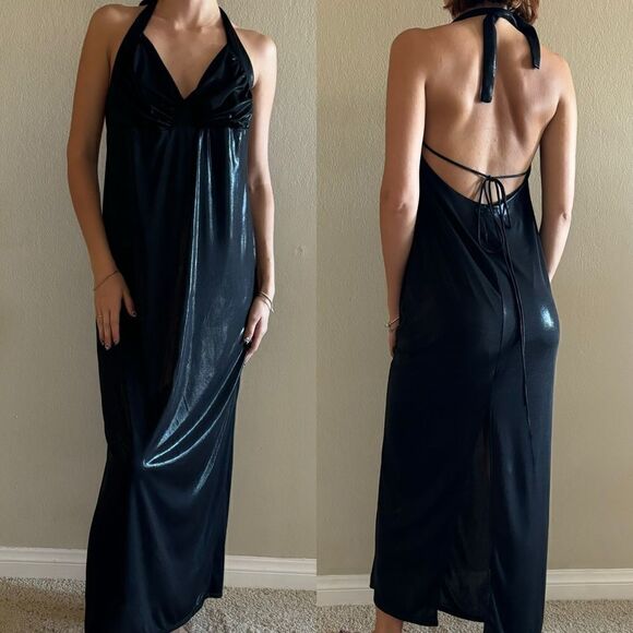 Zara Maxi Black Dress Backless Size M - Picture 1 of 9